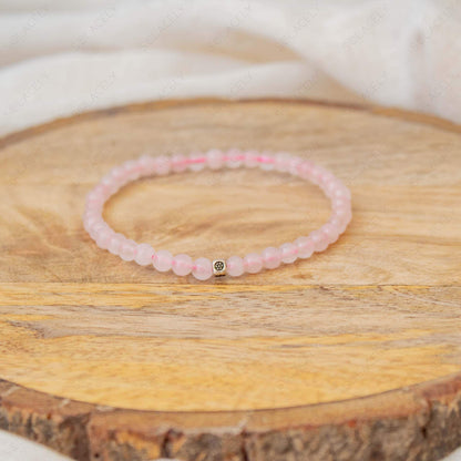 4mm rose quartz bracelet with charm