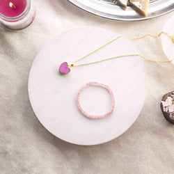 rose quarz and pink druzy pendant hamper for sister