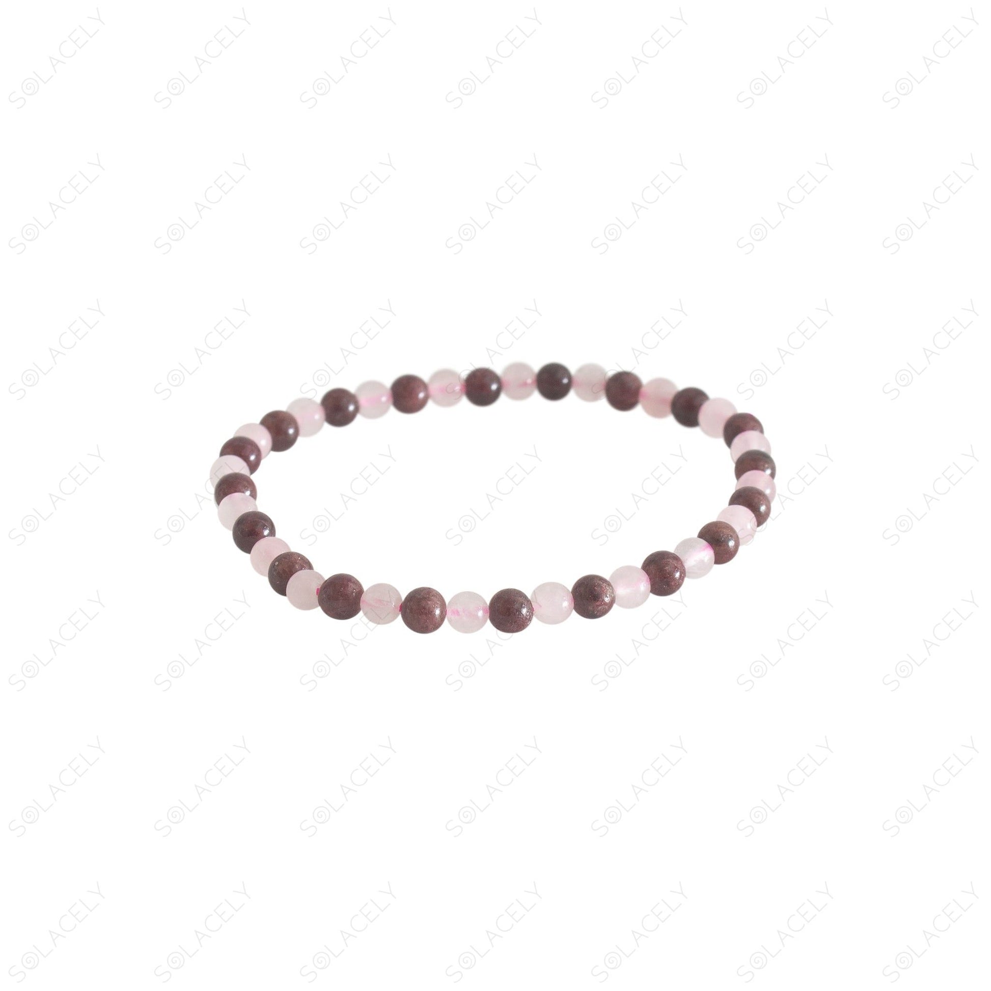 rose quartz and garnet 4mm beads