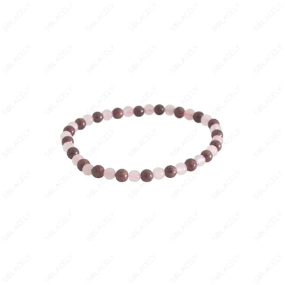 rose quartz and garnet 4mm beads