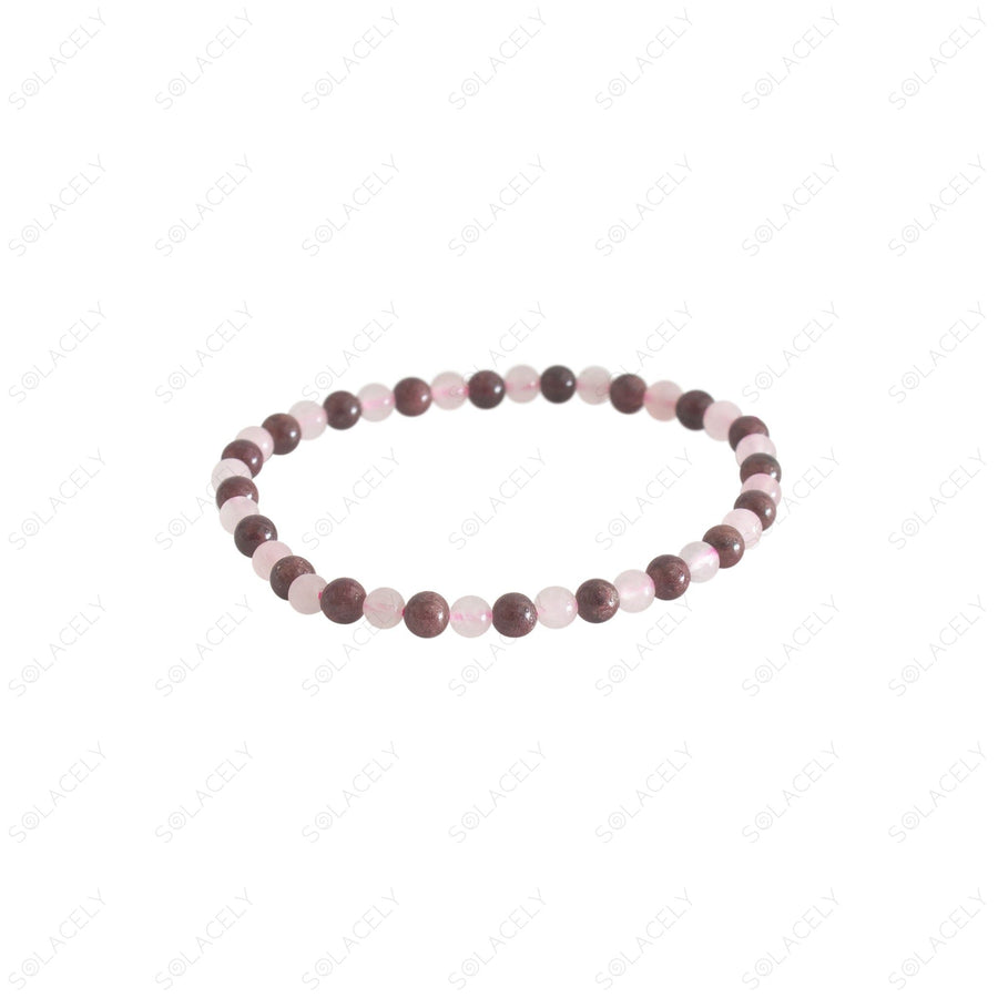 rose quartz and garnet 4mm beads