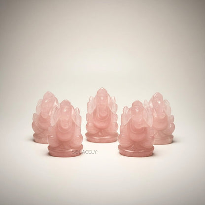 Rose quartz crystal ganesha carving