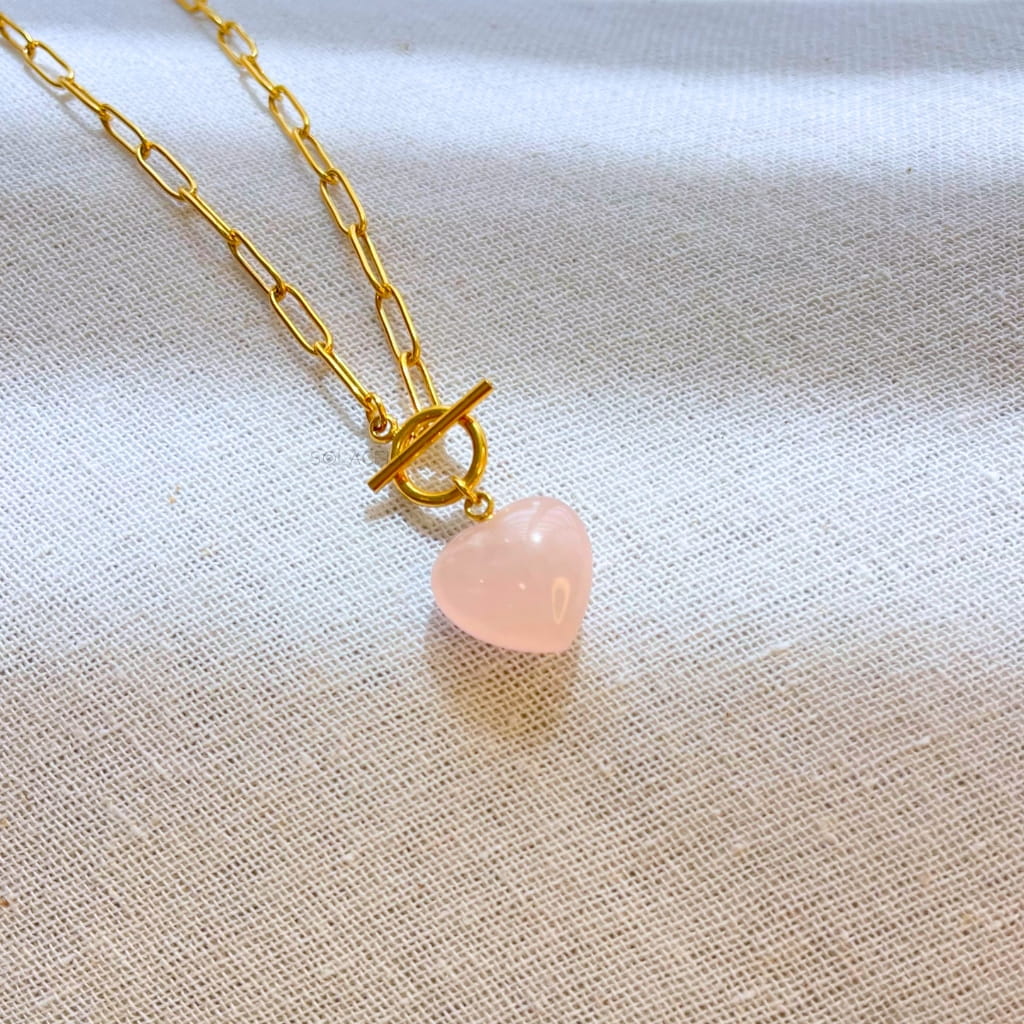 Rose quartz crystal necklace