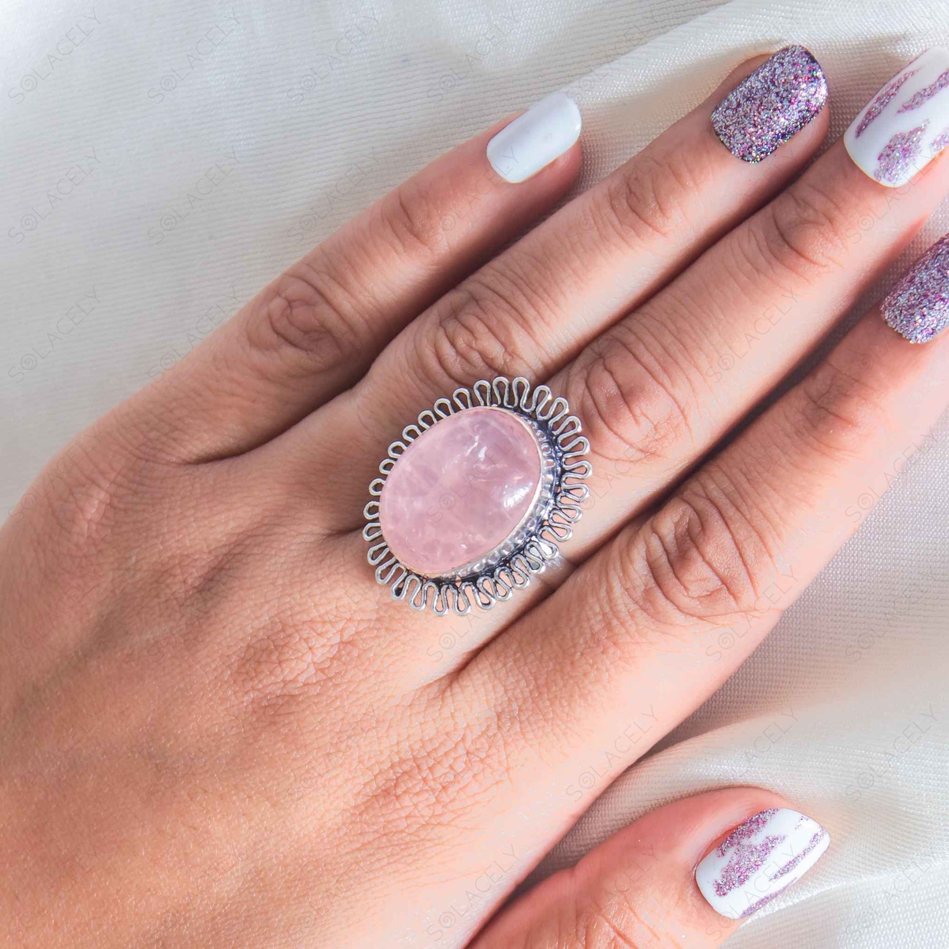 rose quartz crystal ring 34