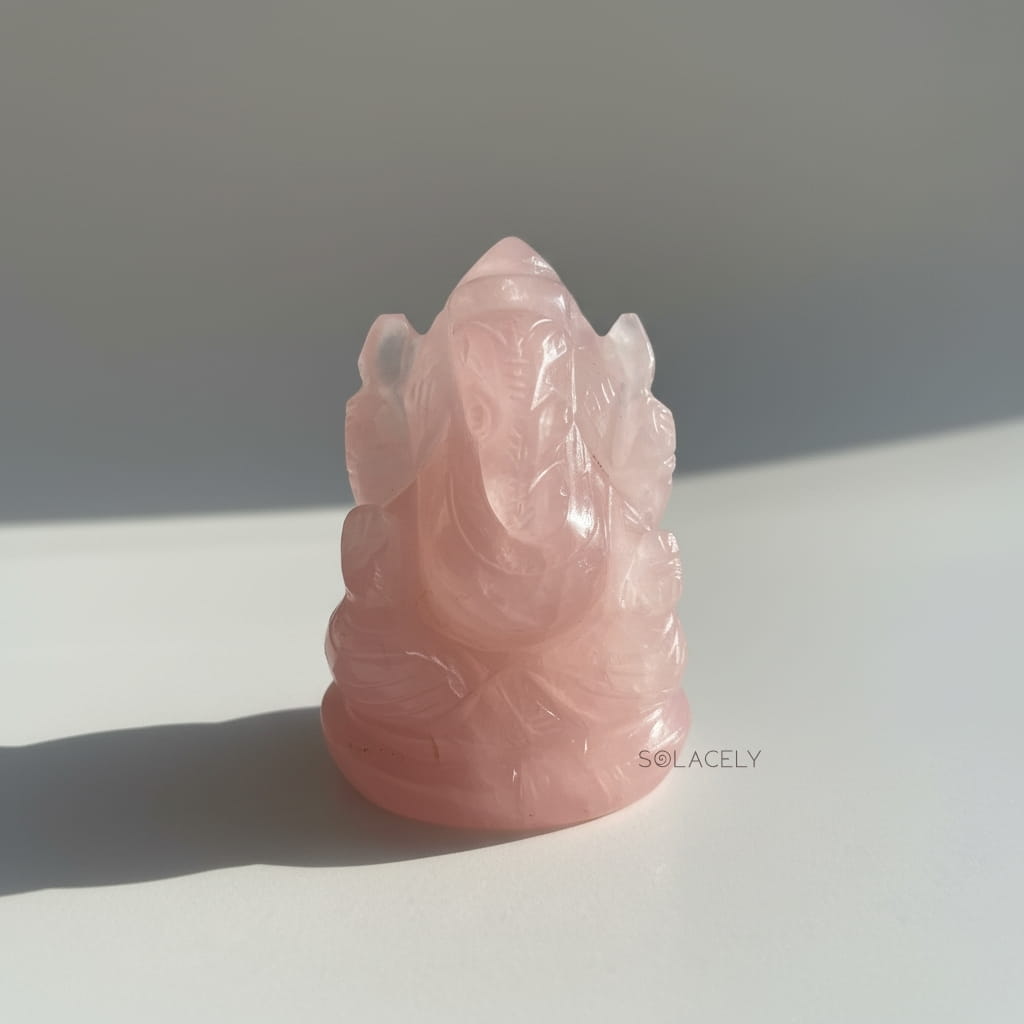 Rose quartz ganesha decorative idol