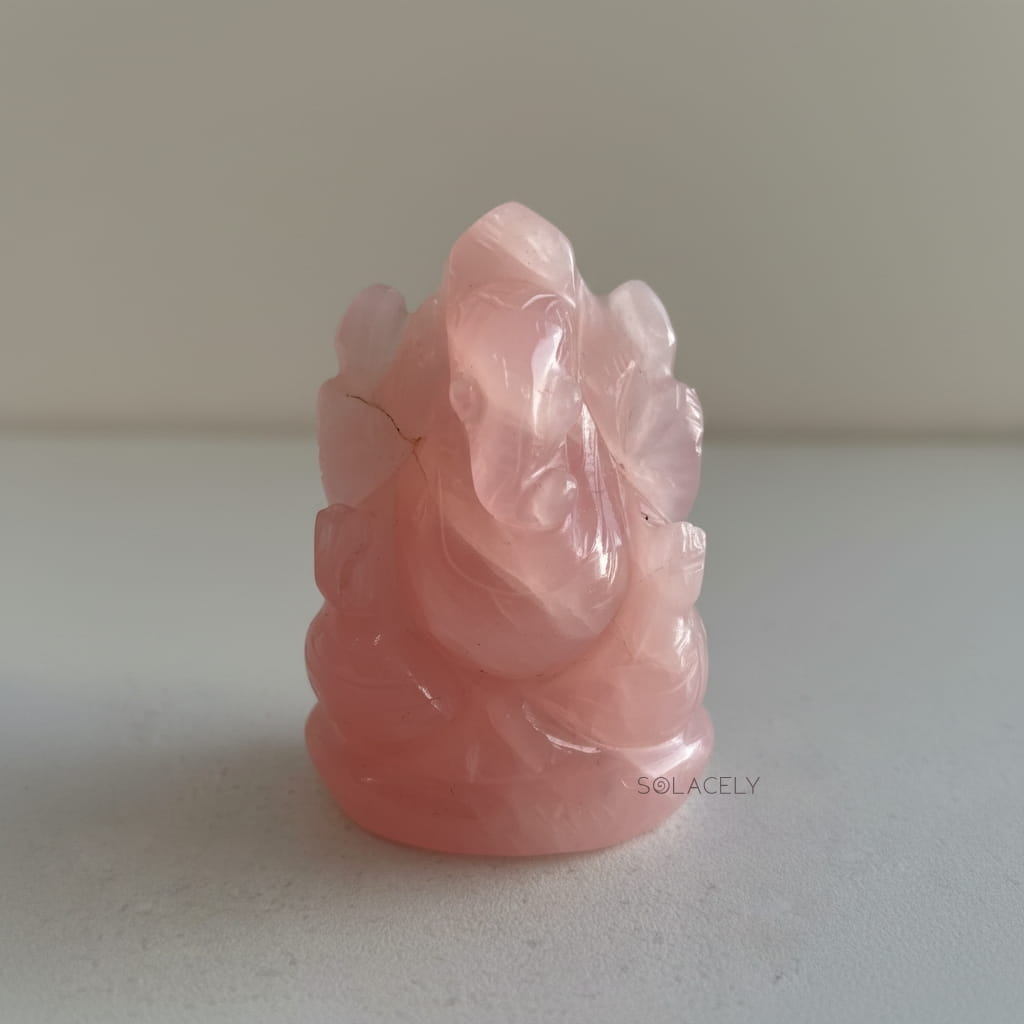 Rose quartz ganesha idol for home