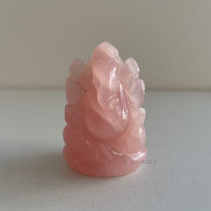 Rose quartz ganesha idol for home