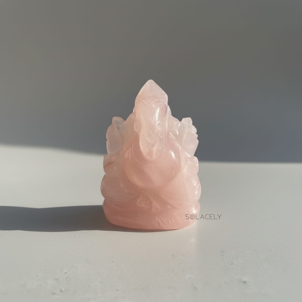 Rose quartz ganesha spiritual decor idol