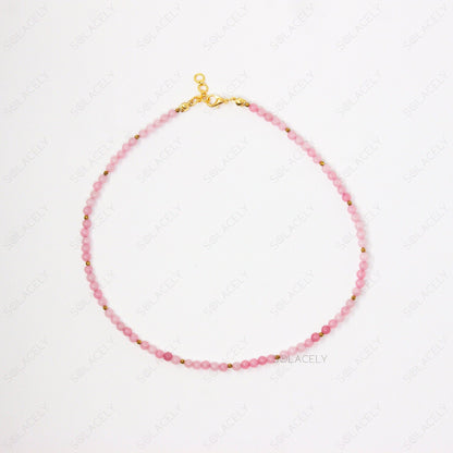 rose quartz necklace with hematite spacers