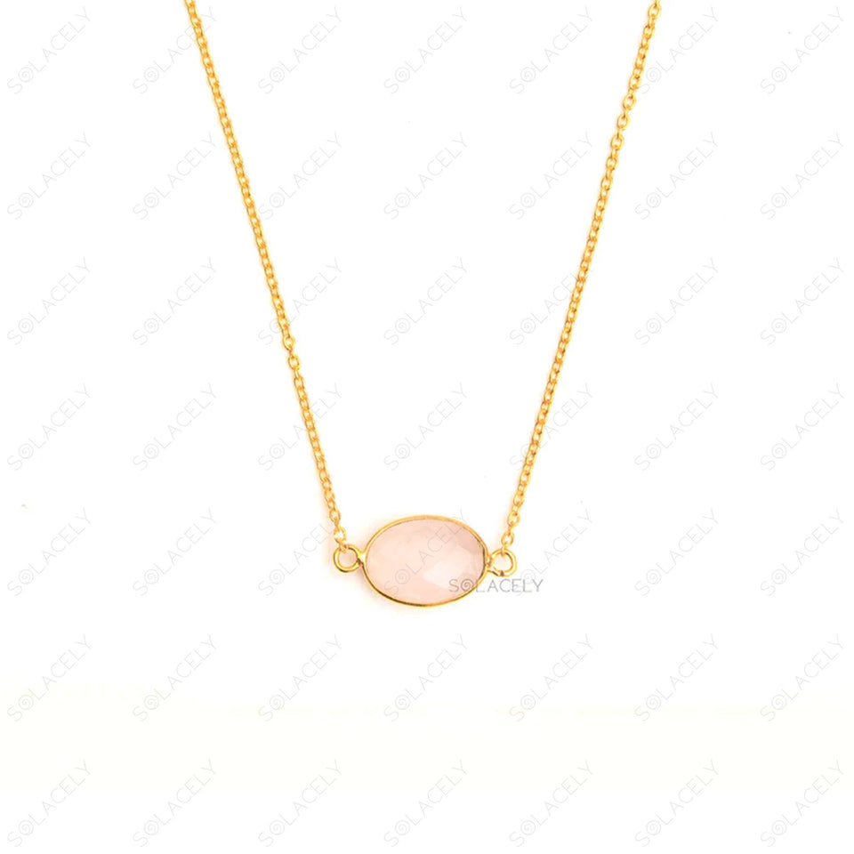 rose quartz sterling silver necklace