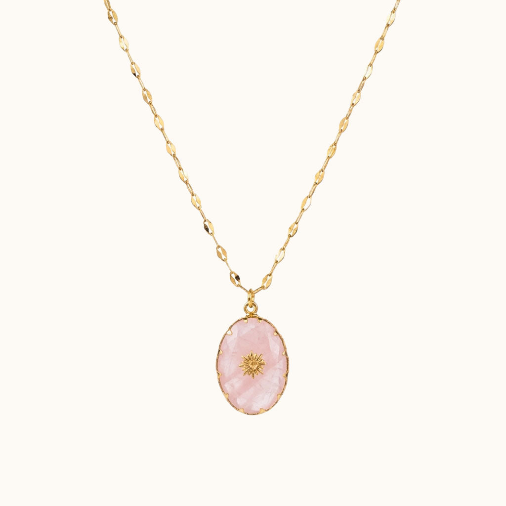 Rose quartz north star pendant