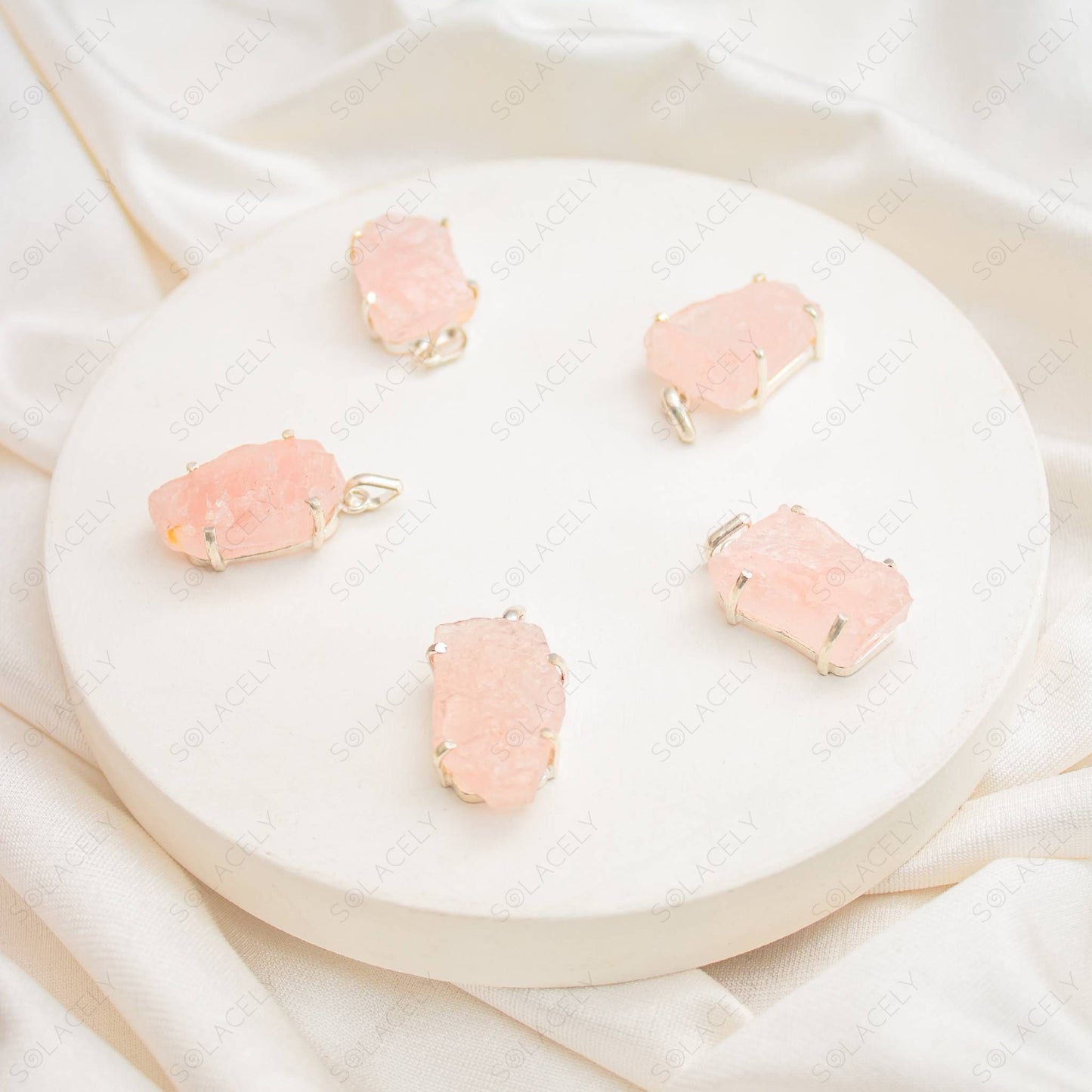 raw rose quartz pendant