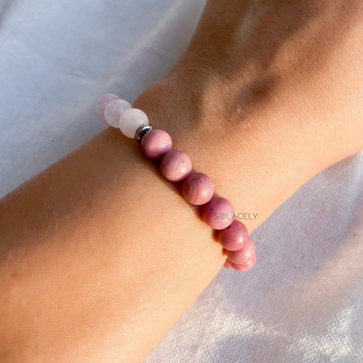 Rose quartz rhodochrosite crystal bracelet
