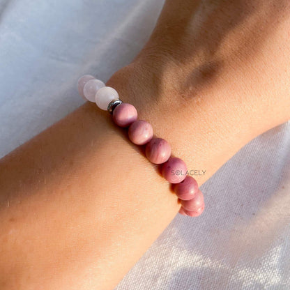 Rose quartz rhodochrosite crystal bracelet