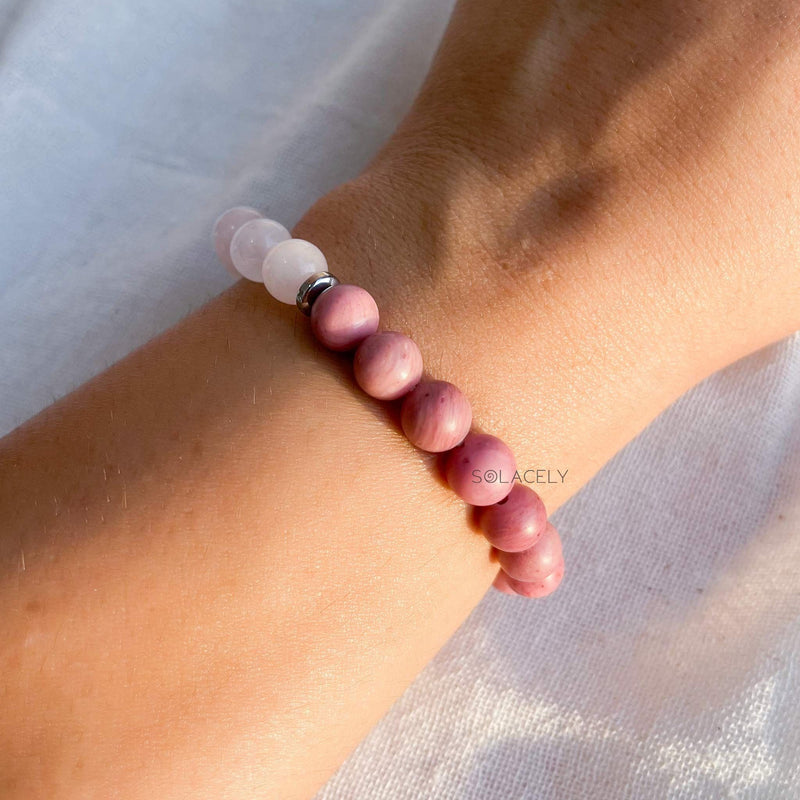 Rose quartz rhodochrosite crystal bracelet