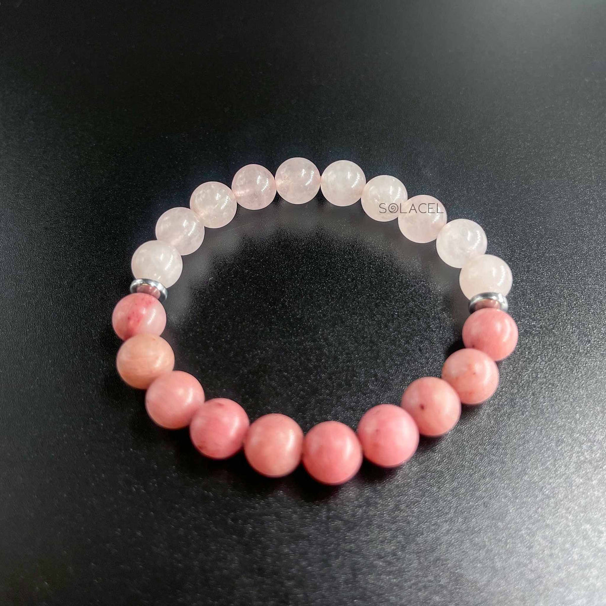 Rose quartz rhodochrosite heart healing bracelet