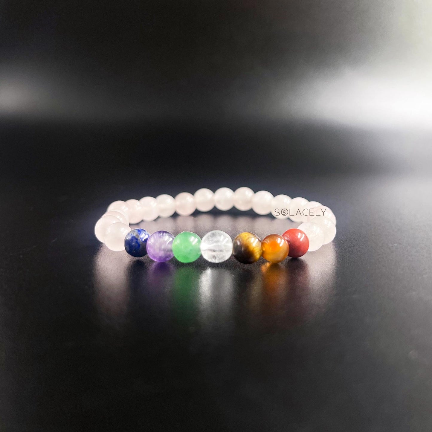 Rose quartz seven chakra crystal bracelet