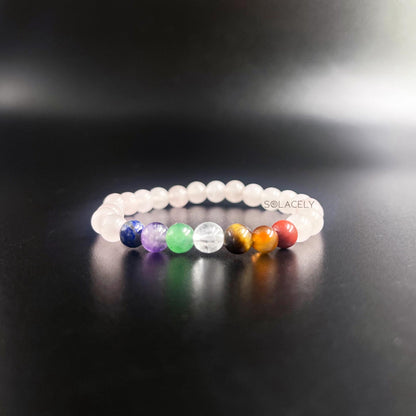 Rose quartz seven chakra crystal bracelet