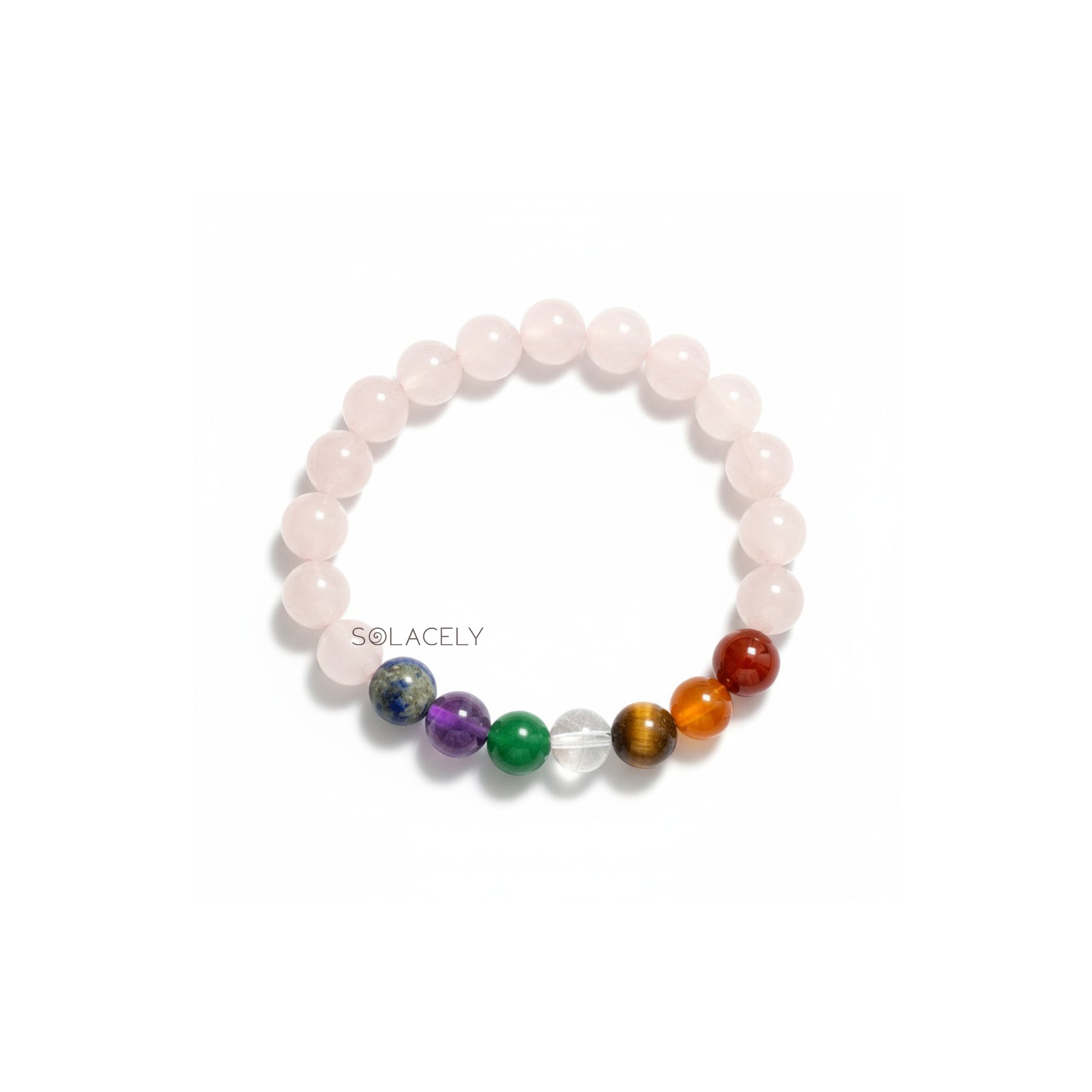 Rose quartz seven chakra gemstone bracelet