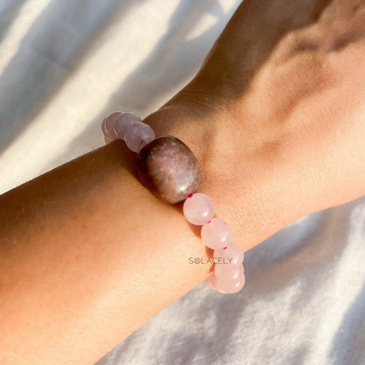 Rose quartz strawberry quartz crystal bracelet