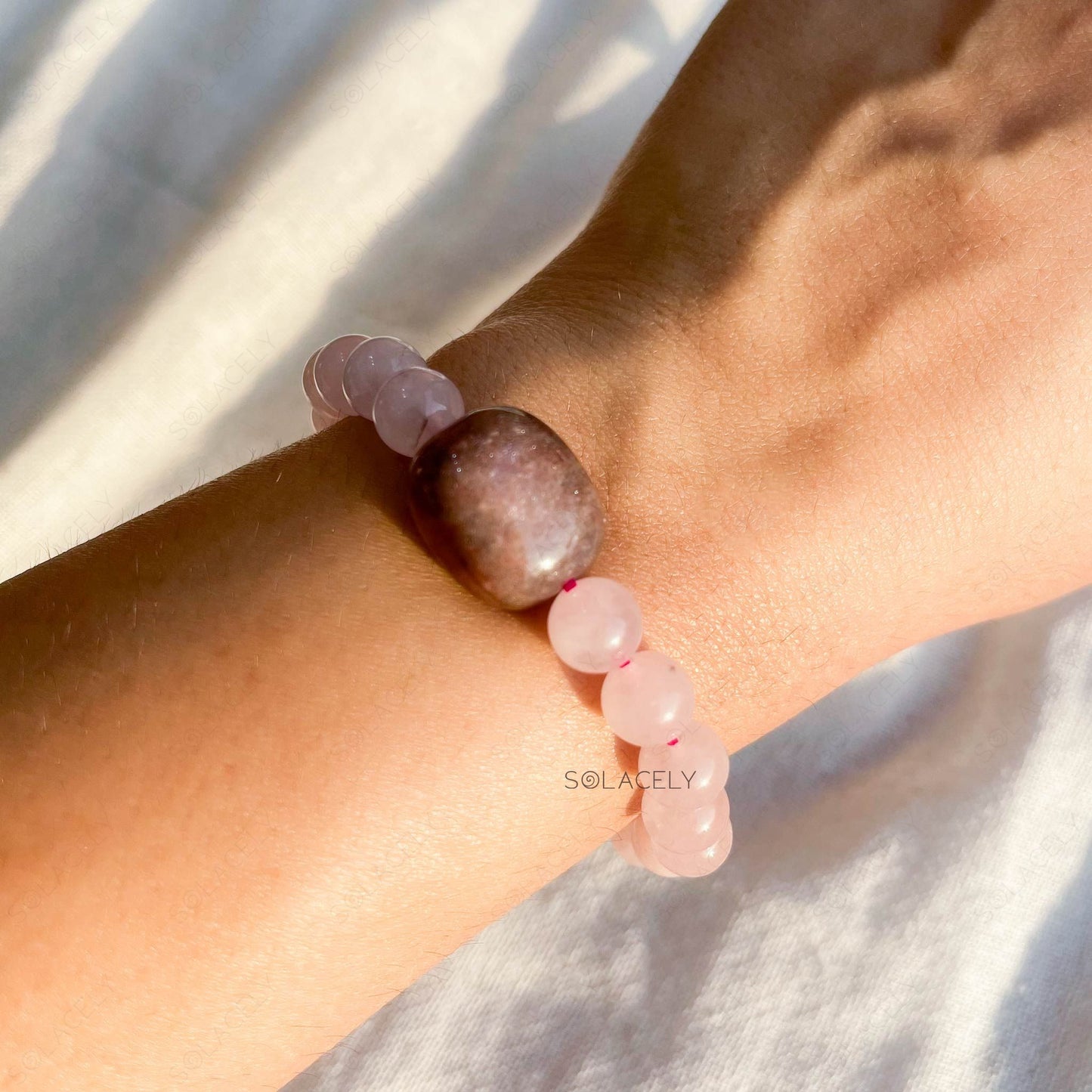 Rose quartz strawberry quartz crystal bracelet