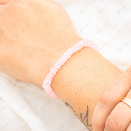 rose quartz tyre bead bracelet
