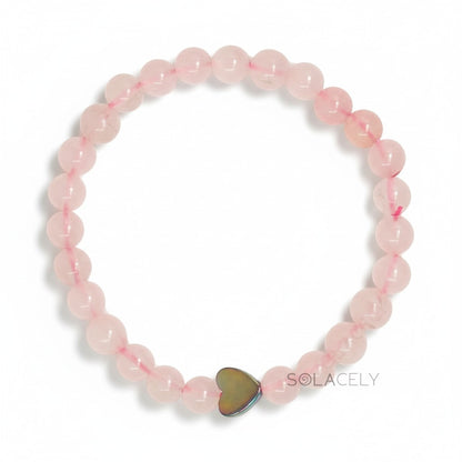 Rose Quartz Bracelet With Heart Charm