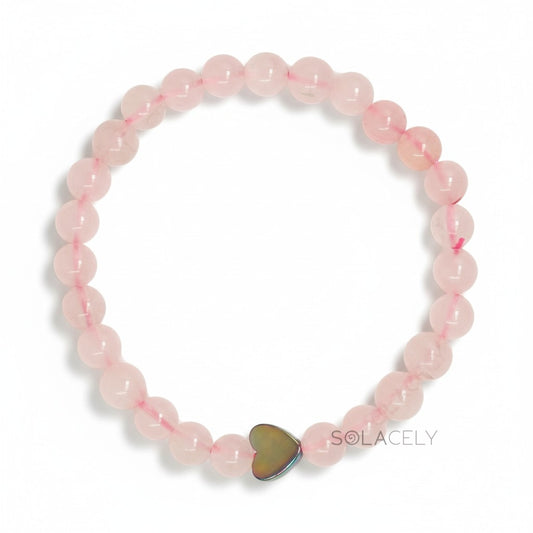 Rose Quartz Bracelet With Heart Charm