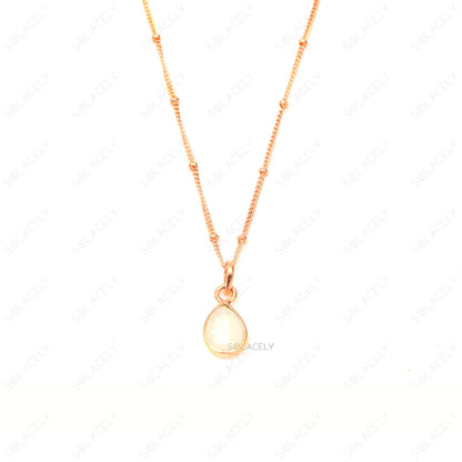 rose gold moonstone pearl shape necklace