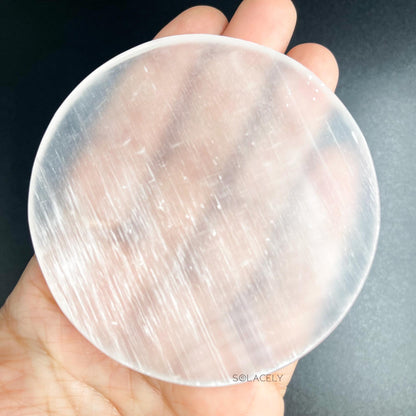 round selenite energy plate