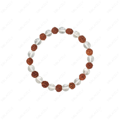 Rudraksha bead and Clear Quartz Bracelet