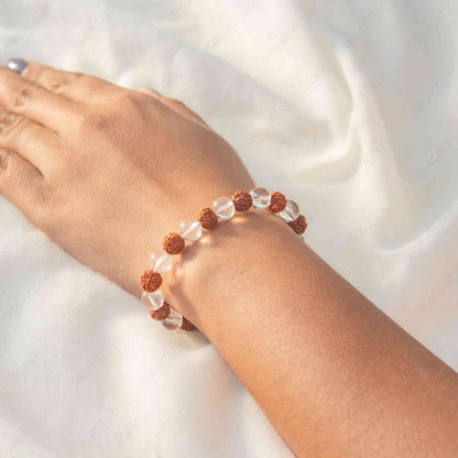 rudraksha clear quartz 8 mm bracelet