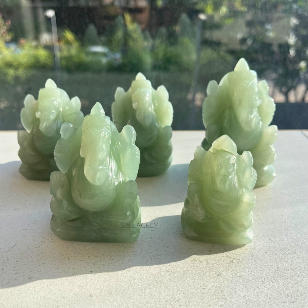 Sacred green aventurine ganesha murti