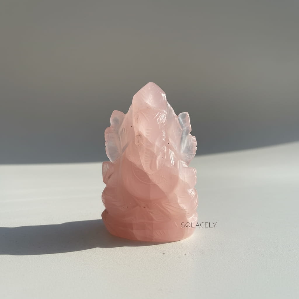 Sacred rose quartz ganesha murti
