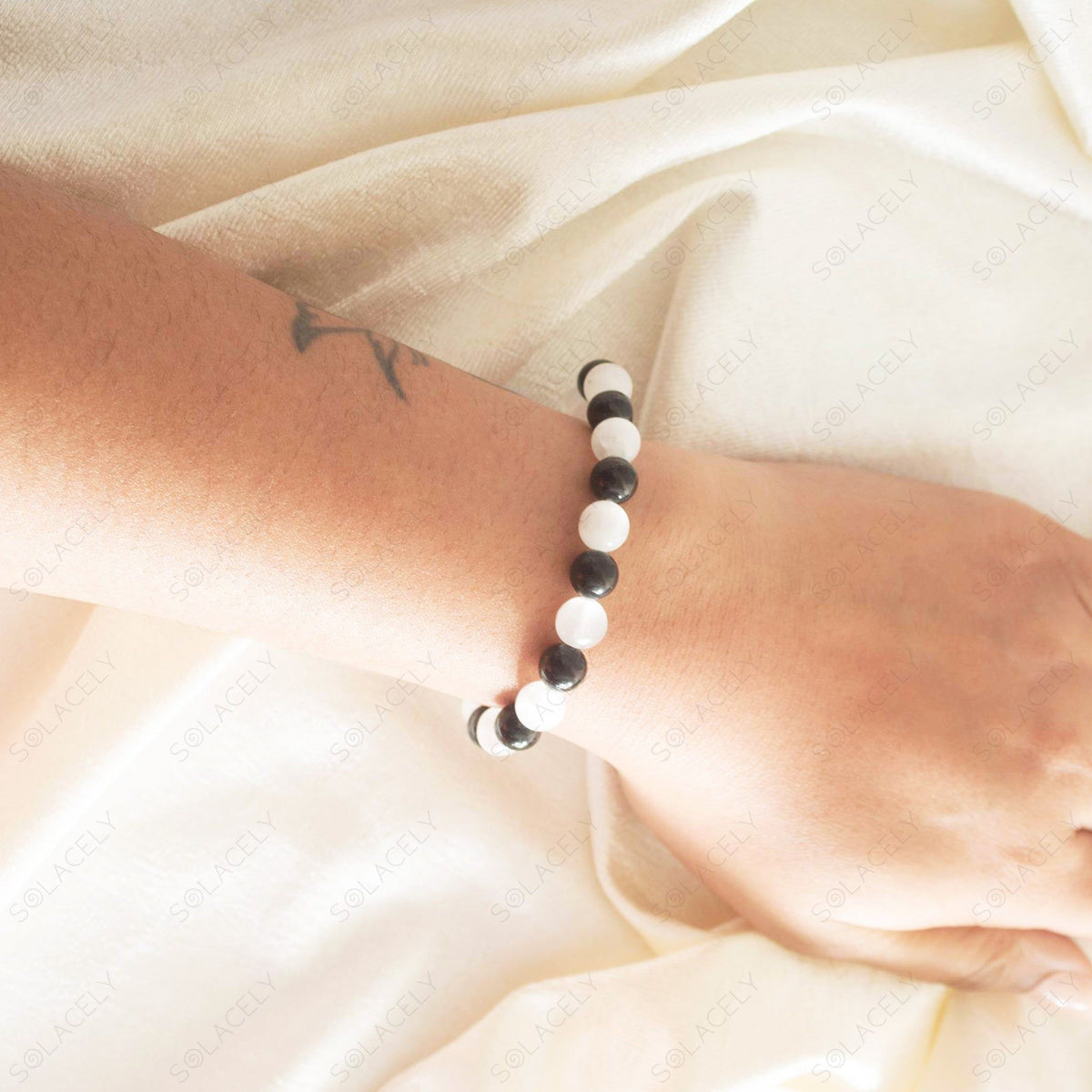 Selenite Black Tourmaline Bracelet 8mm