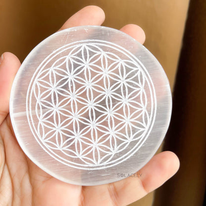 selenite round charging stone