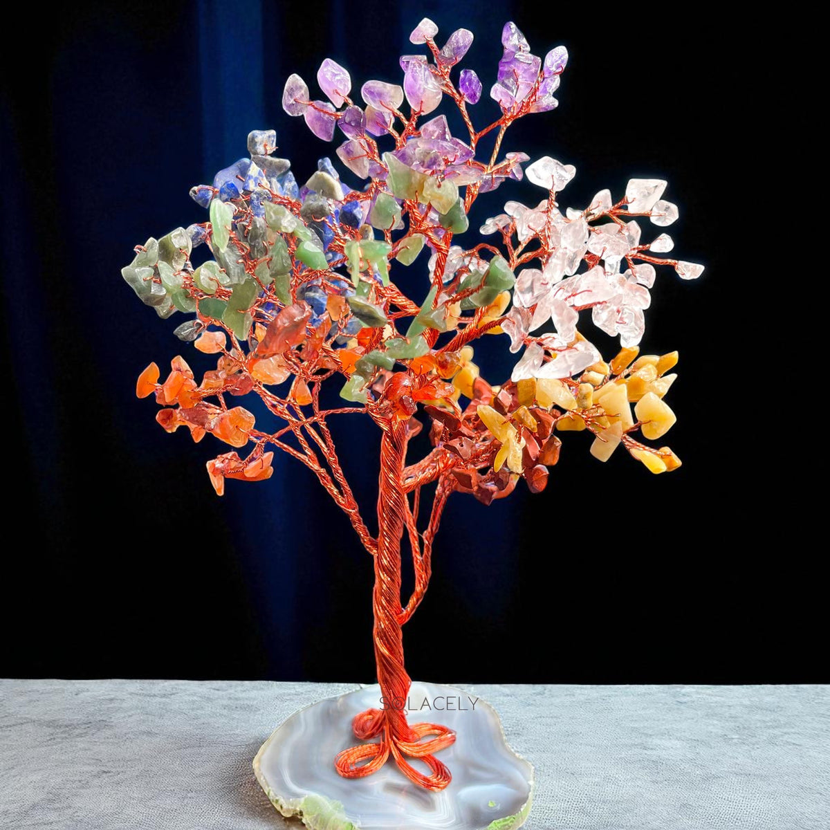 Seven Chakra Crystal Tree With Agate Base for Positivity And Peace ...
