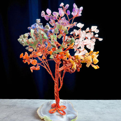 Seven Chakra Crystal Tree With Agate Base