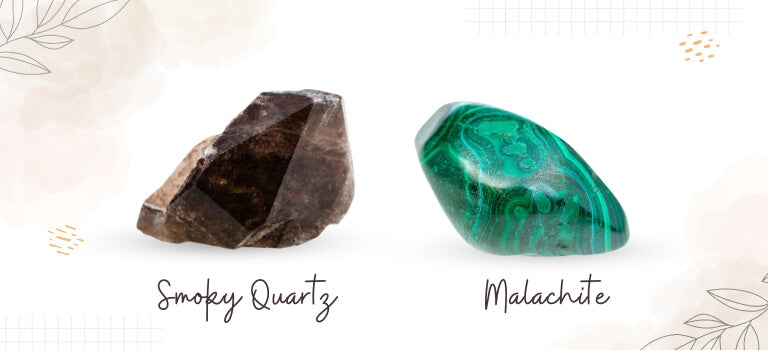 smoky quartz and malachite mobile banner image