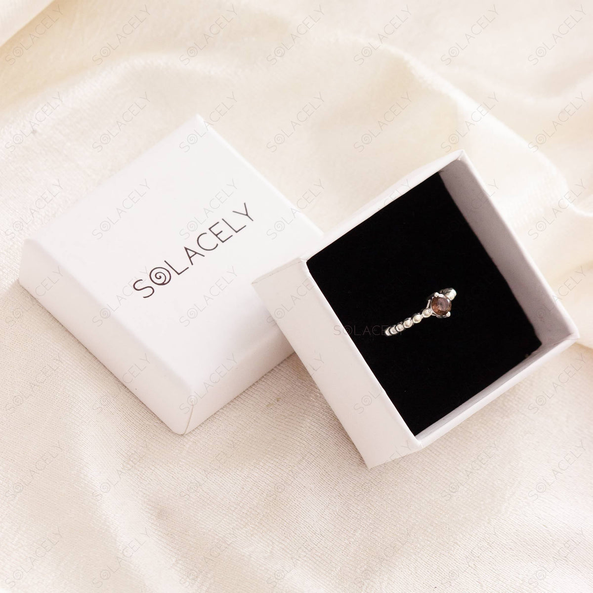 smoky quartz sterling silver faceted ring