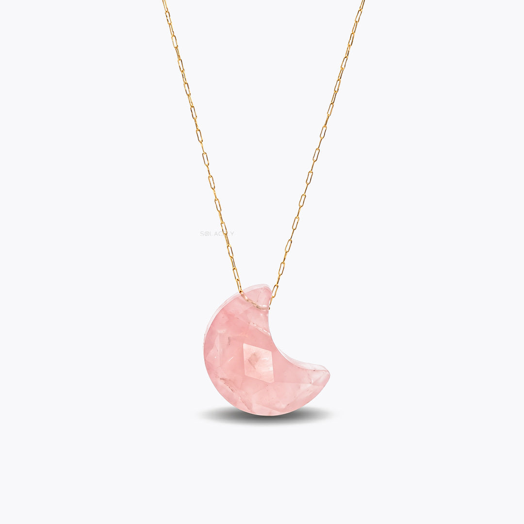 Rose Quartz Crescent Necklace