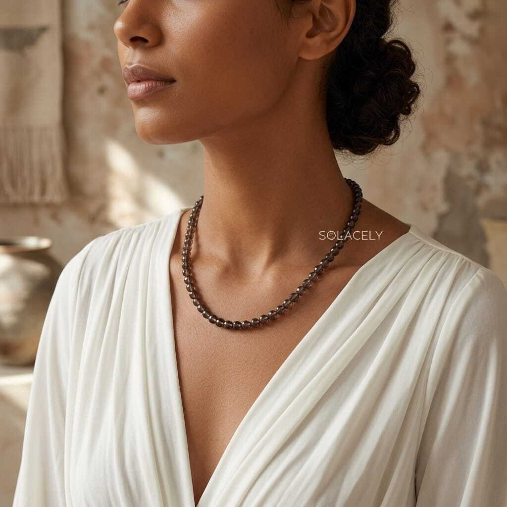 Faceted Smoky Quartz Beaded Necklace