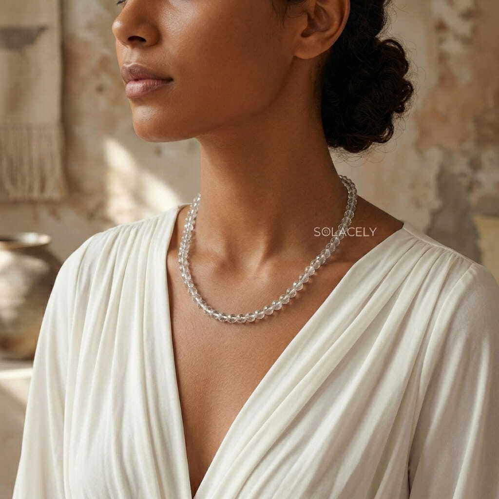Faceted Clear Quartz Beaded Necklace