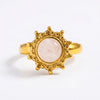 Solar bloom rose quartz ring
