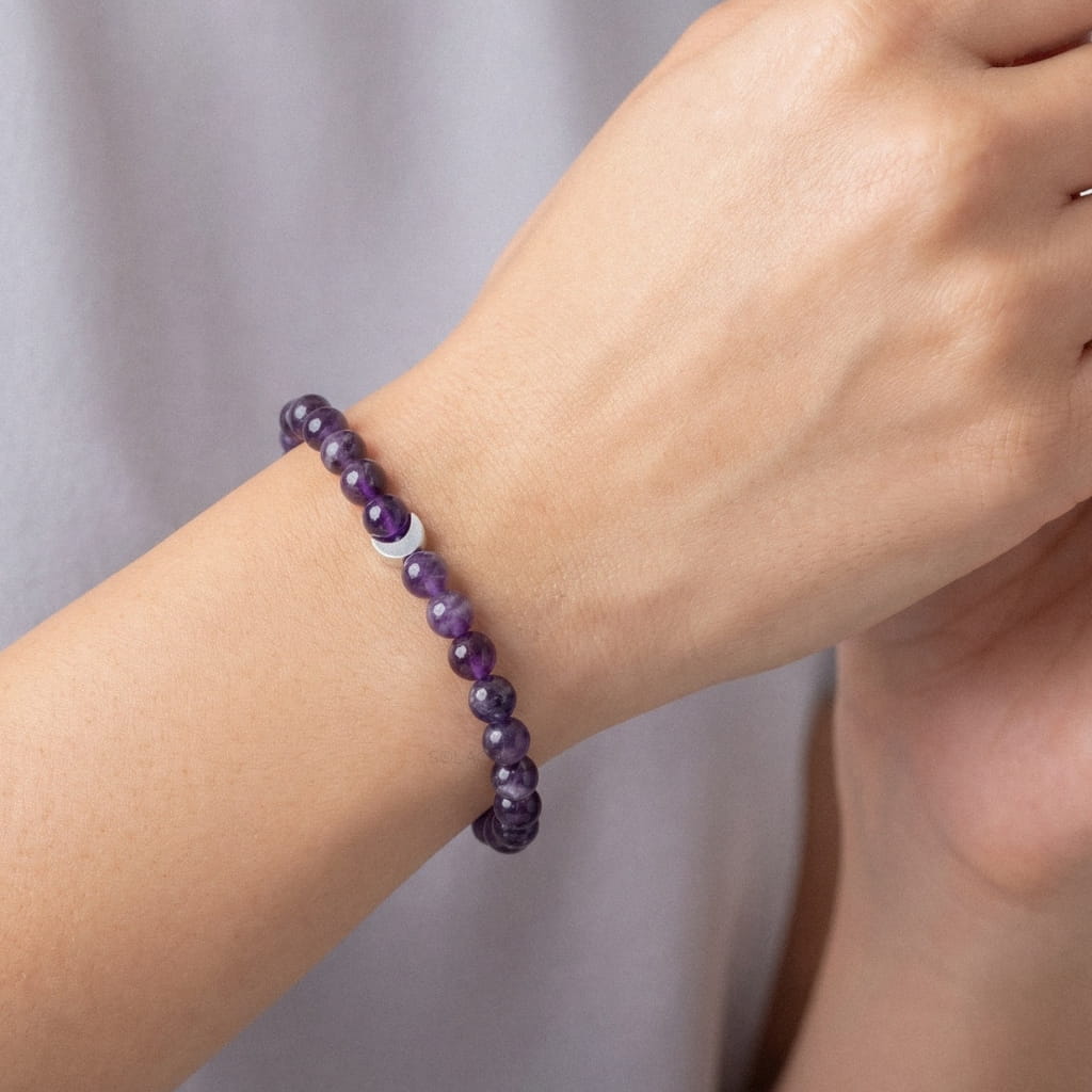 Spiritual amethyst crescent bracelet