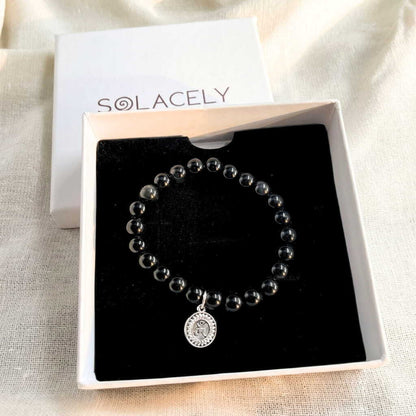Spiritual black obsidian om bracelet