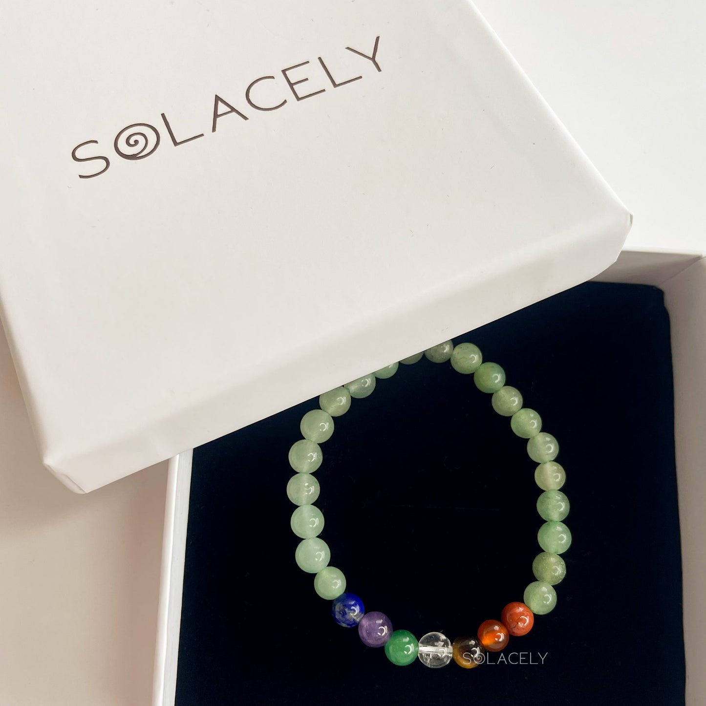 Spiritual green aventurine seven chakra bracelet