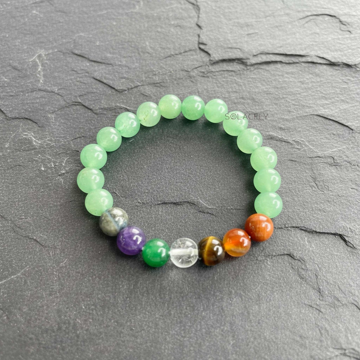Spiritual green aventurine seven chakra jewelry