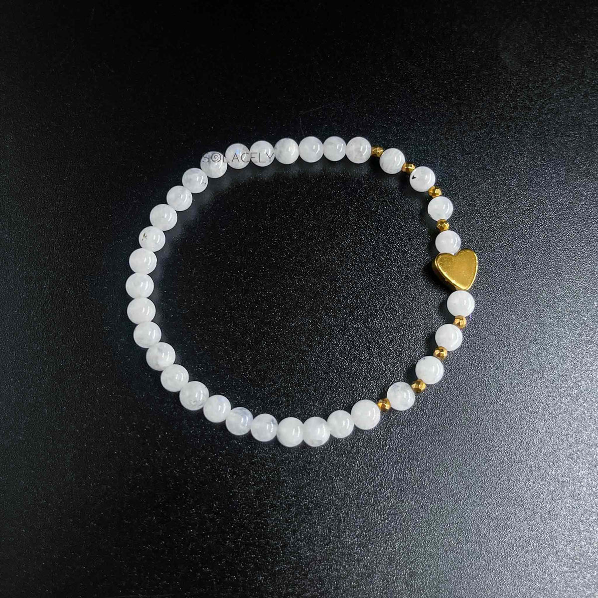 Spiritual moonstone heart charm bracelet
