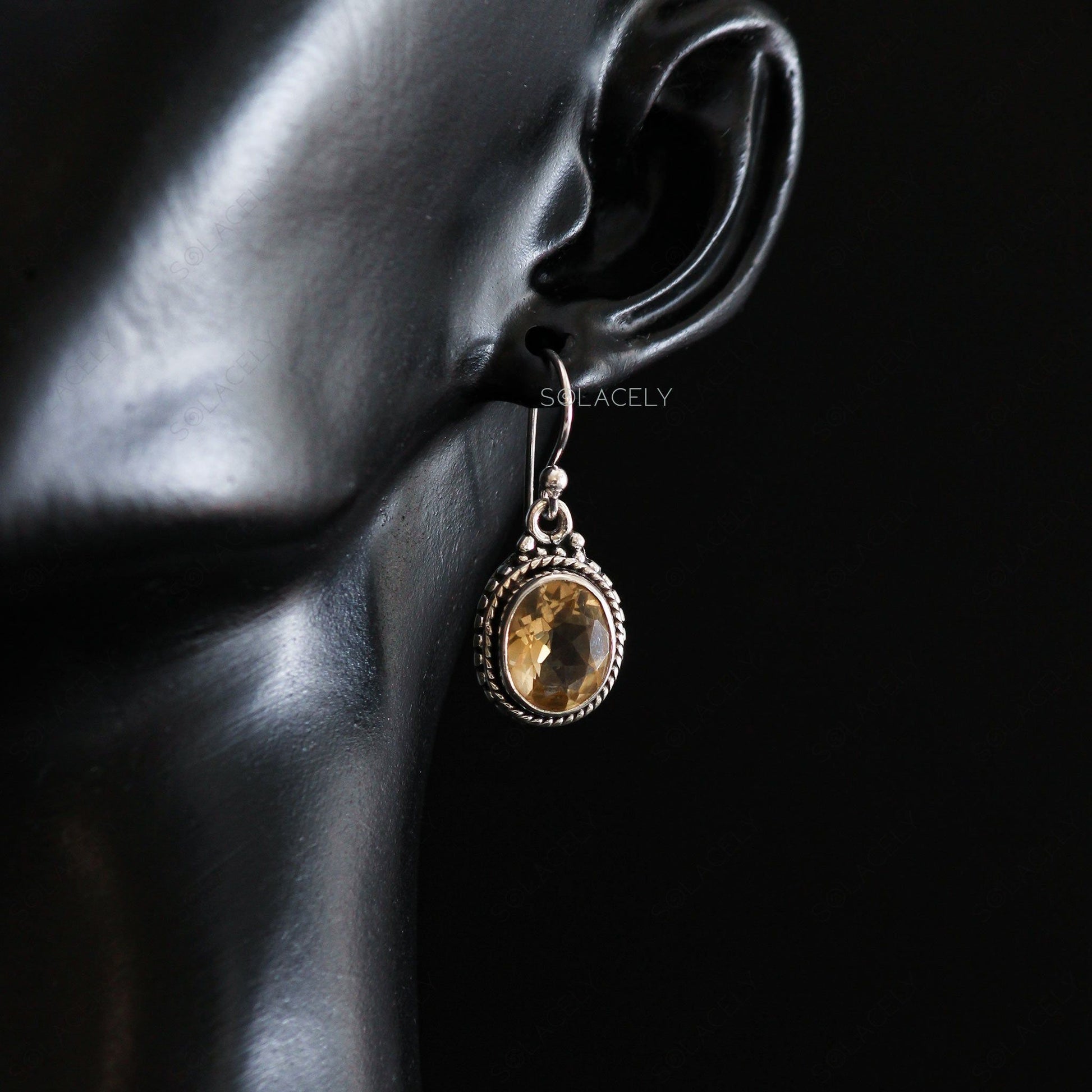 sterling silver bohemian oval shape citrine